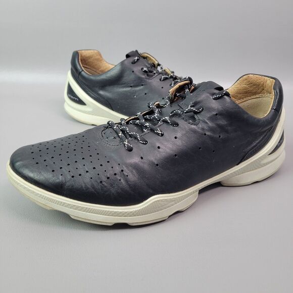 Ecco Yak Leather Biom Street Shoes Black Perforated Sneakers Womens US 9 - Picture 1 of 12